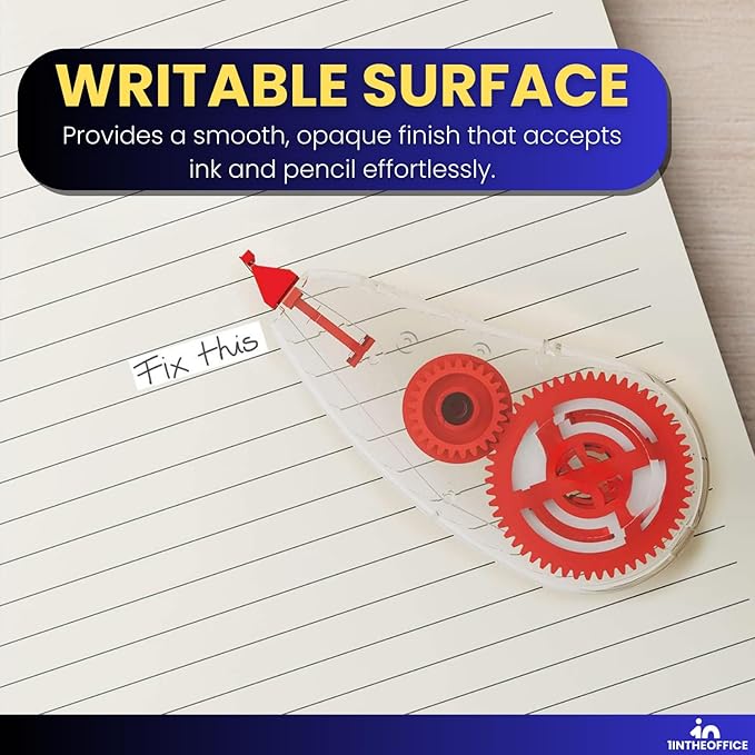 1InTheOffice Correction Tape, Correction Tape Roller for School, Teachers and Kids, White, 0.2" x 315", 10/Pack