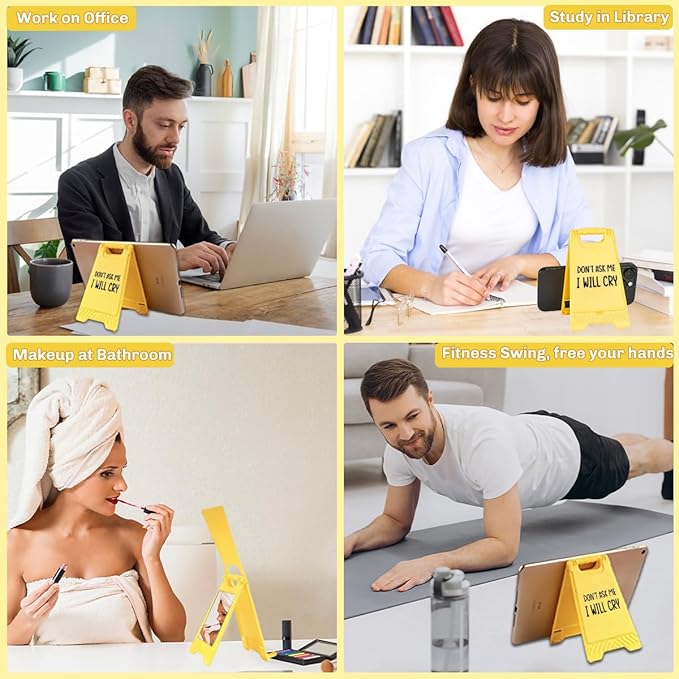 Funny Office Desk Accessories,Motivational Affirmations Office Cubicle Decor,Phone Holder Mirror Acrylic Table Signs,Library Desk Decor for Women Men Boss Coworker Cashier Legal Advisor (I Will Cry)