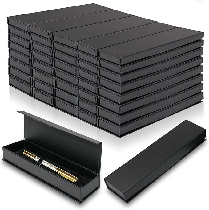 Olutacot 42 Pcs Pen Gift Boxes Empty Black Ballpoint Pen Gift Box with Cushion Pen Jewelry Display Box Empty Present Collection Cases for Birthday Souvenir Business Gifting Office Supplies