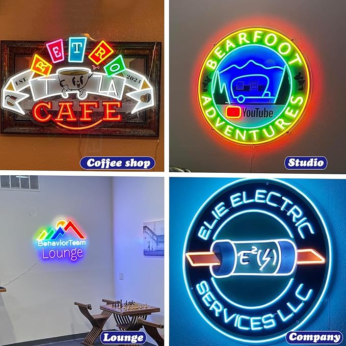 Custom Neon Sign Logo, Personalized LED Shop Name Logo Sign for Business Wall, Hanging Neon Lights Customizable Upload Picture UV Printed for Bar Nail Hair Office Room Home Decor, Size 10-60in Large
