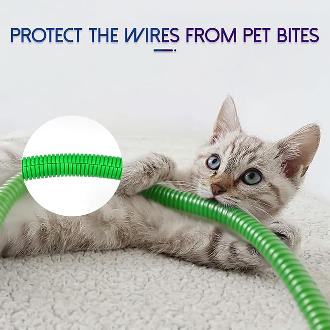 Split Wire Loom Tubing,10,25ft Cord Protectors from Pets No Chew, Flexible Wire Covers Cord Protectors, Protective Split Cable Sleeve for Automotive Home Industrial Wires(Green, 1.12inch-25ft)
