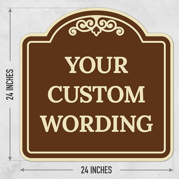Custom Decorative Sign, Personalized Metal Sign for Business, Driveway, Home, Airbnb, Office Door Plaque, Brown Background Sign, 24x24 Inches, ACM, Fade Resistant, Made in USA by Sigo Signs