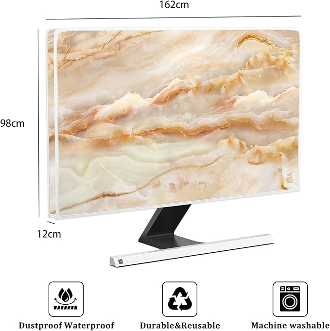 Baocicco Abstract Waterproof TV Screen Cover with Marble Design Aesthetic Television Covers for Xmas Decoration Anti-Static Dustproof Protective Cover for LED LCD OLED TVs 70 Inch