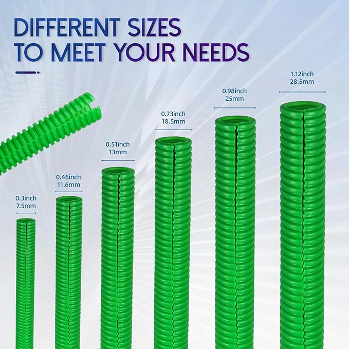 Split Wire Loom Tubing,10,25ft Cord Protectors from Pets No Chew, Flexible Wire Covers Cord Protectors, Protective Split Cable Sleeve for Automotive Home Industrial Wires(Green, 0.51inch-25ft)
