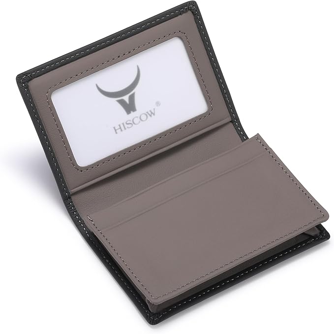 Leather Business Card Case Holder for Men & Women, Italian Calfskin
