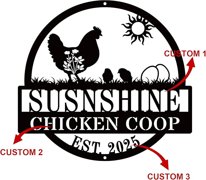 Personalized Chicken Coop Metal Signs Custom Chicken Coop Decor Chicken Coop Accessories Chicken Signs for Coop Funny Outdoor Personalized Fluffy Butt Hut Chicken Sign Gift for Chicken Lovers