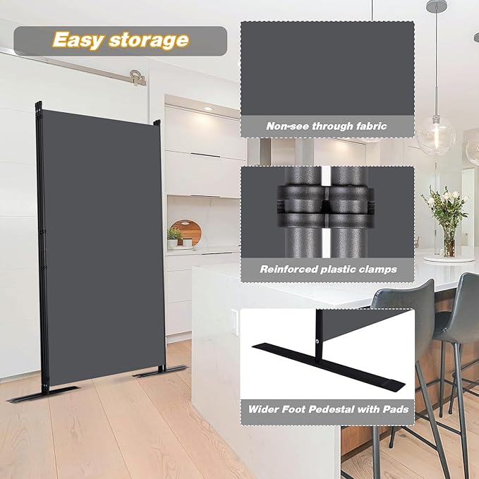 CHOSENM Room Divider, 3 Panel Folding Privacy Screens with Wider Support Feet, 6 Ft Portable Room Partition for Room Separator, 102" W X 71" H, Grey