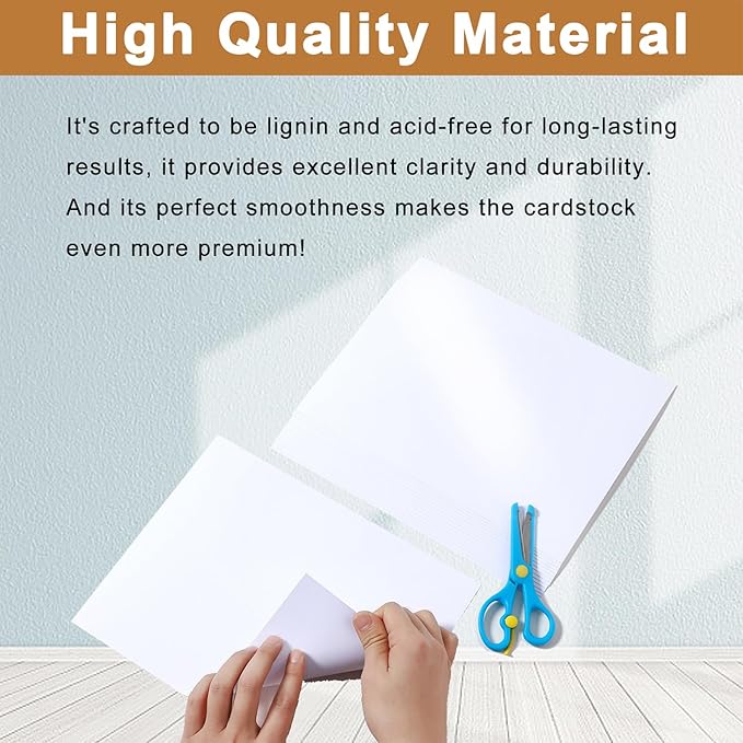 Silunkia 28 Sheets White Shimmer Cardstock 8.5 x 11 Printer Paper, 92lb Heavyweight Paper Card Stock for DIY Card Making, Greeting Cards, Wedding Invitations, Menus, School Crafts