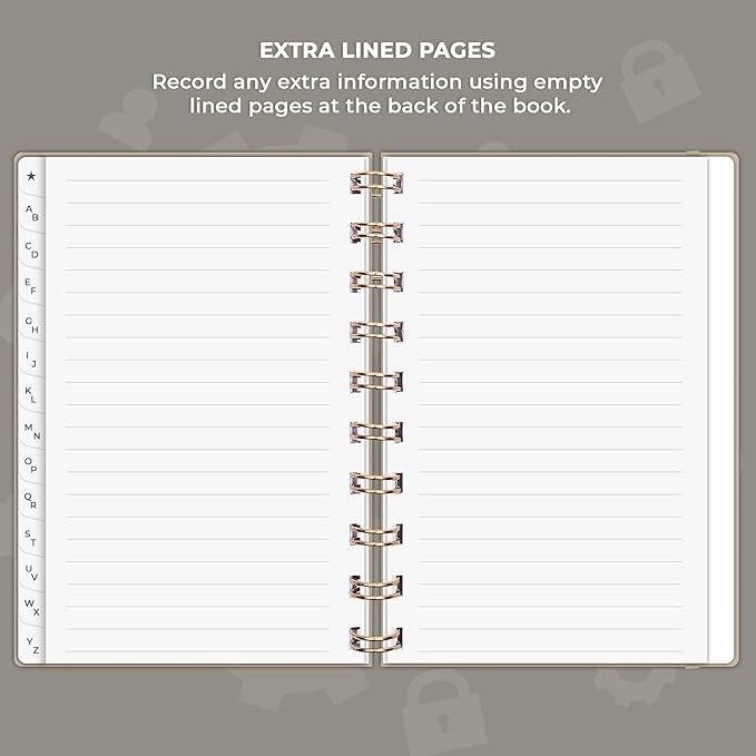 Clever Fox Password Book Spiral – Mini Internet Address & Password Organizer with Laminated Alphabetical Tabs – Small Password Keeper Journal – Hardcover, Pocket Size, 4.7x5.7” (Seashell)