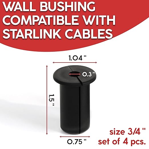 4 Pack 3/4" Silicone Cable Wall Grommet Compatible with Starlink, Waterproof Cable Pass Through, Split Wire Routing Bushing for Indoor Outdoor Use