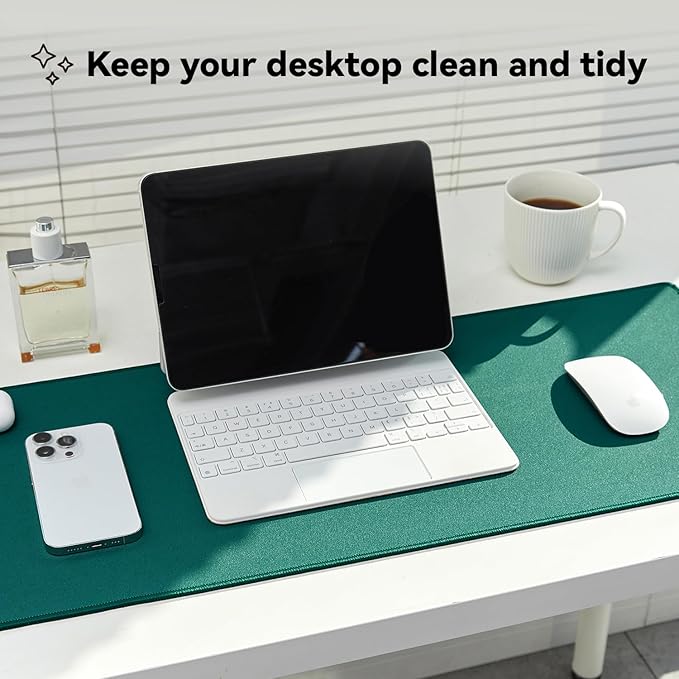 Reniteco Waterproof Large Gaming Mouse Pad with Durable Stitched Edges, Non-Slip Rubber Base, Grainy Jacquard Mouse Mat Desk Pad for Home Office Gaming, 31.5''x11.8''x0.12'', Matte Green
