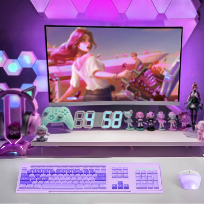 BEEGO Ergonomic Computer Keyboard Stand - Purple Acrylic Keyboard Riser Tilted Keyboard Holder Keyboard Tray with Purple Non-Slip Strip for Easy Typing at Home School Office Desk Accessories