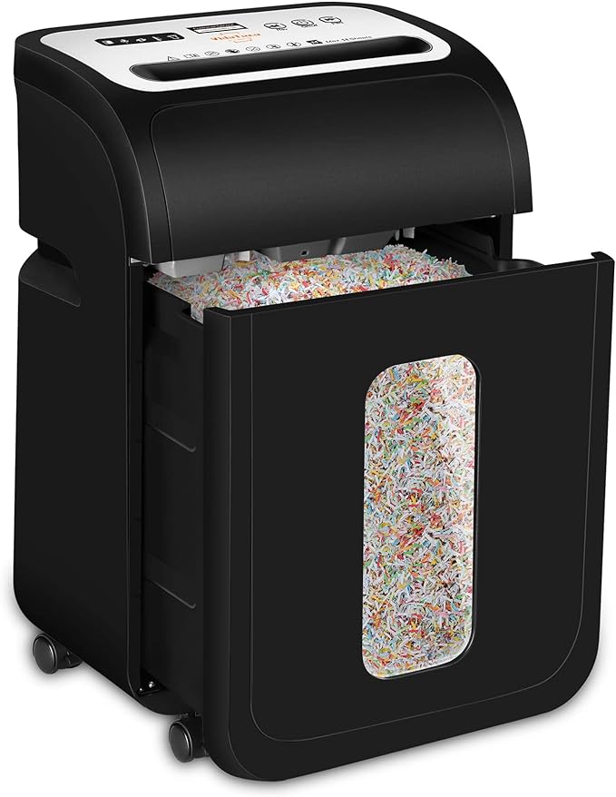 VidaTeco Paper Shredder for Home Office14-Sheet 60-Mins Micro Cut Shredder with US Patented Blade,Shred Card/CD/Clip/Staple,for Home Use Heavy Duty,AUTO Jam Proof,5.3-Gallon Pullout Bin(ETL)