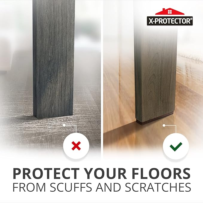 X-PROTECTOR Non-Slip Furniture Pads 8 PCS 1” x 4” - Rubber Furniture Grippers - Self-Adhesive Floor Protectors Grips for Furniture Feet!