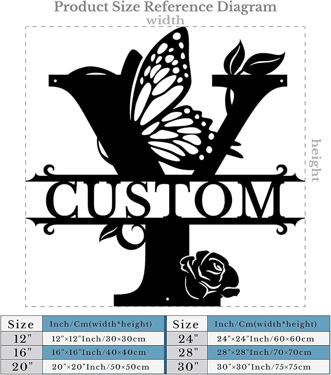 Personalized Custom Letter Name metal Signs,Custom Black Letter Monogram Wall Art Decor,Metal Signs Plaques Outdoor wall Decorative Signage (Y)
