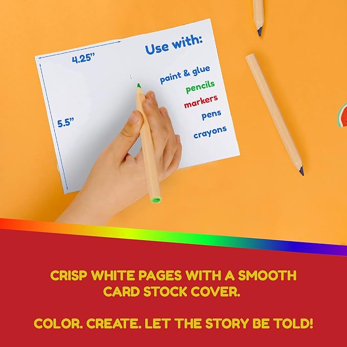 Hygloss Blank Books - Bulk 100 Pack – 4.25" x 5.5" A6 White Paperback Blank Books for Kids to Write Stories, Doodle, Arts & Crafts – Plain Drawing Sketchbook, Unlined Journal, Notebook Without Lines