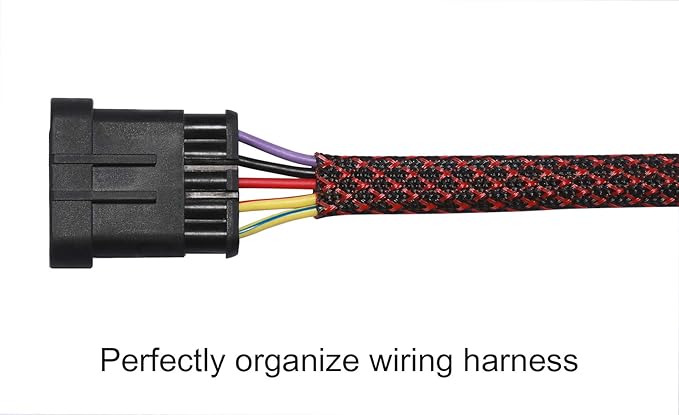 25ft - 1/2 inch PET Expandable Braided Sleeving – BlackRed – Alex Tech Braided Cable Sleeve