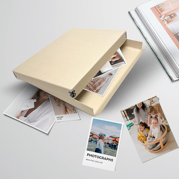 Lineco Museum Archival Storage Box, 11.75x15.25x1.5 in. Drop Front Design. Acid-Free with Metal Edge. Organize Photos, Pictures, Prints, Documents, Crafts, DIY. Tan, 2 Pack