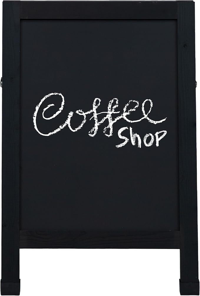 Sunnydaze Magnetic A-Frame Chalkboard Sign - Double-Sided Chalk Sandwich Board Sidewalk Sign - 30" x 20" - Black