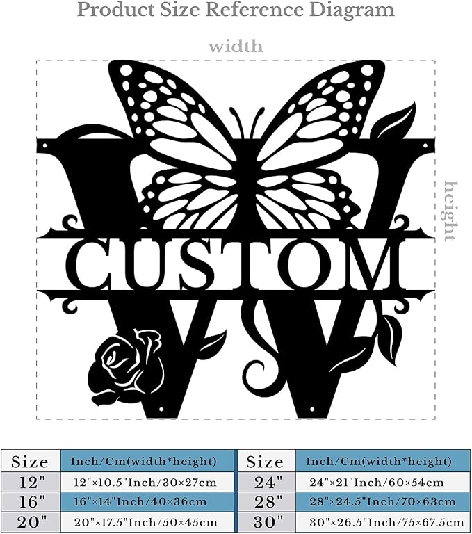 Personalized Custom Letter Name metal Signs,Custom Black Letter Monogram Wall Art Decor,Metal Signs Plaques Outdoor wall Decorative Signage (W)