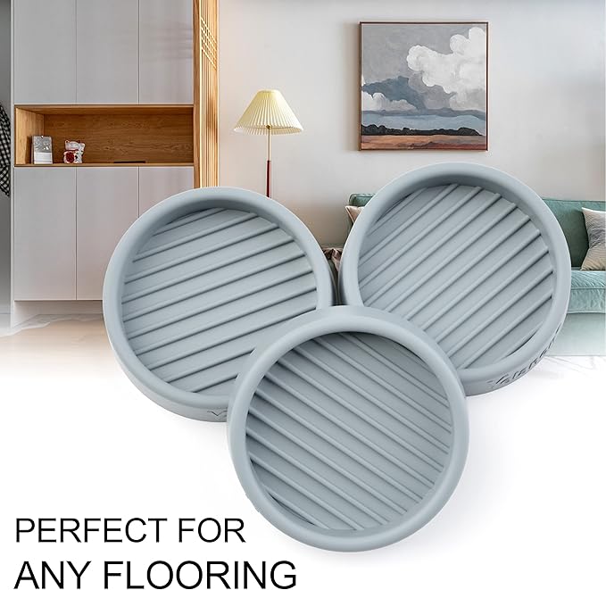 Furniture Coasters - 8 Pcs 2”Round Furniture Caster Cups - Non Slip Pads Hardwoods Floors Non Skid Furniture Grippers Rubber Furniture Feet Anti Slide Floor Protector for Bed Couch Stoppers Gray