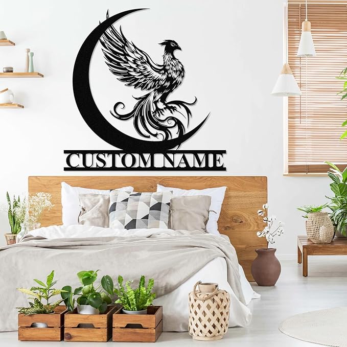 Dyoart Custom Phoenix Metal Sign | Personalized Last Name Signs | Phoenix Wall Art | Metal Outdoor Wall Decor | Personalized Housewarming Gifts | Phoenix Wall Decor for Living Room Bedroom
