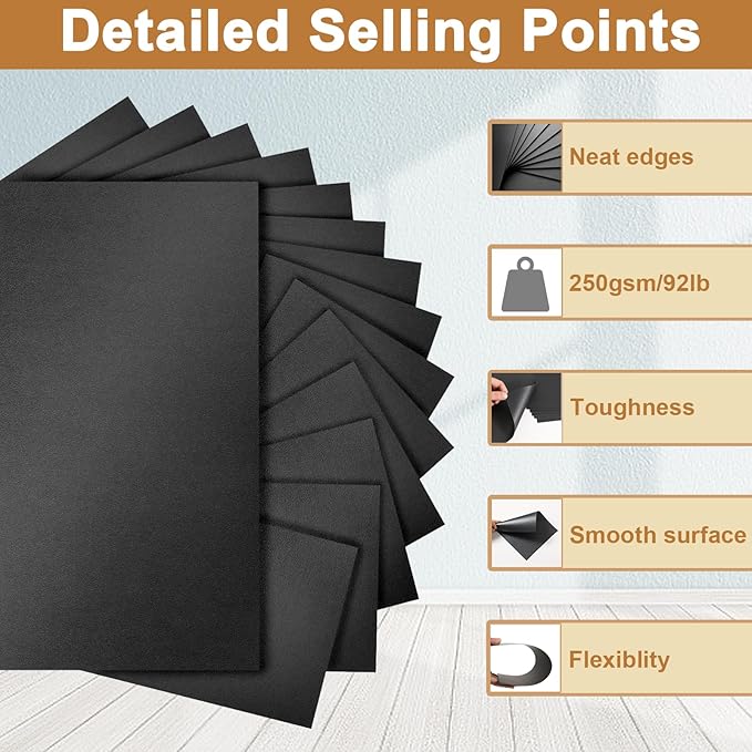Silunkia 28 Sheets Shimmer Black Cardstock 8.5 x 11 Heavyweight Paper, 250gsm/92lb Black Construction Paper Card Stock for Making Card, Greeting Cards, Office, Scrapbooking, Wedding Invitations