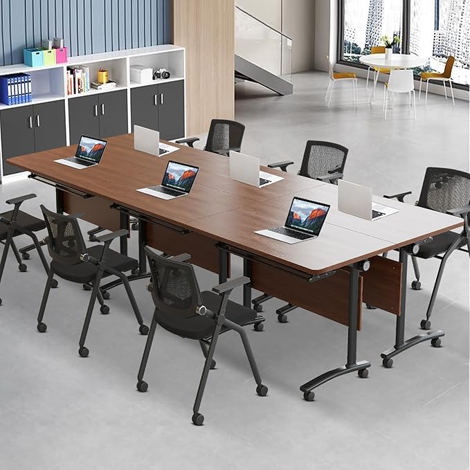 czxhaery Conference Room Table,Flip Top Conference Table The Folding Conference Table with Silent Wheels is Convenient and Fast,Mobile Training Table (4pack 140 * 60 * 75)
