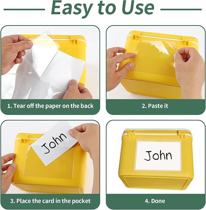 NIUBIER Storage Bin Labels, 36 Pack 5x7 Index Card Holder, Clear Adhesive Pockets, Removable Tote Labels Stickers for Packing Moving Box & Containers, Easy Peel Off