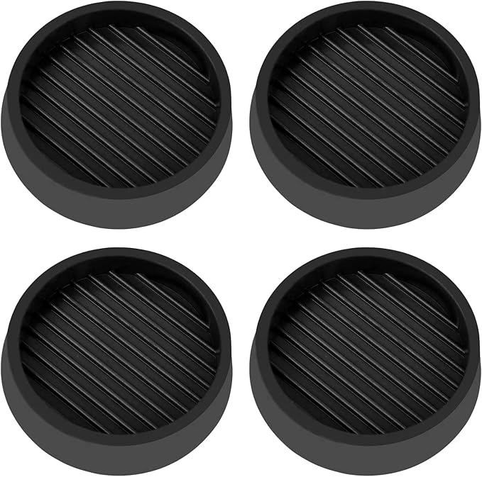 VOCOMO 2X2 Round Rubber Caster Cups, Non Slip Furniture Pads, Anti-Slip Gripper, Anti Skid Furniture Feet, Anti Slide Floor Protector for Bed Couch Table Chair Stoppers - (Black, 4 Pack)