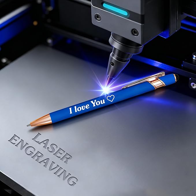 CRME Custom Pens Personalized Pen with Name/Text Engraved Metallic Barrel Black Ink Click Pens Grip Retractable Ballpoint Pen Ideal for School Teachers Journaling Office Writing-Bulk Pack Dark Blue