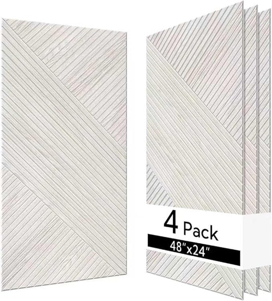Olanglab Peel and Stick Wall Panels 4 Pack, 47.2 x 23.6 per Wall Panels, Acoustic Wall Panels, Sound Absorbing Wall Art for Home Studio and Office, Light Ash Wood Pattern, Geometric Lines