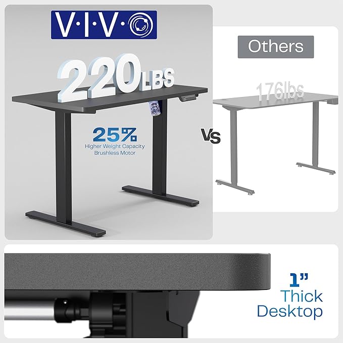 VIVO Electric 43 x 24 in Standing Desk, Memory Height Adjustment, 1B Series, Holds 220 lbs, Rustic Vintage Brown Top, Black Frame, DESK-1B4N