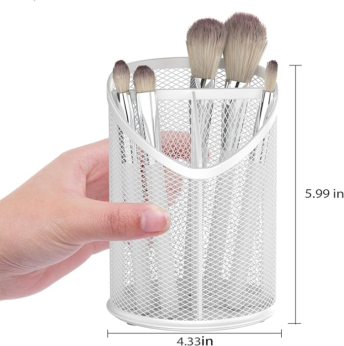 Delifox 2 Pack Pen Holder Mesh Round Pencil (White)
