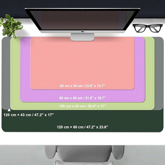 Desk Pad Protector, Leather & Suede Desk Mat, Non-Slip Desk Pad Mat, Large Mouse Pad, Waterproof Desk Blotter Mat, Desk Cover for Office, Home (Aqua Frost Blue, 23.6" x 13.7")