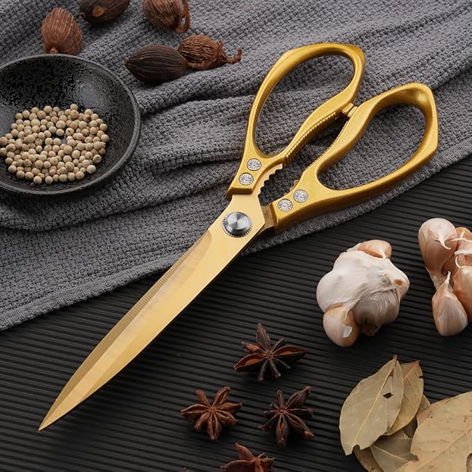 Large Ribbon Cutting Scissors,Heavy duty gold stainless steel scissors,With scissors and a pair of white gloves,Suitable for Ribbon-Cutting,Office,Home,and Crafts, Right/Left Handed (10.83 inches)
