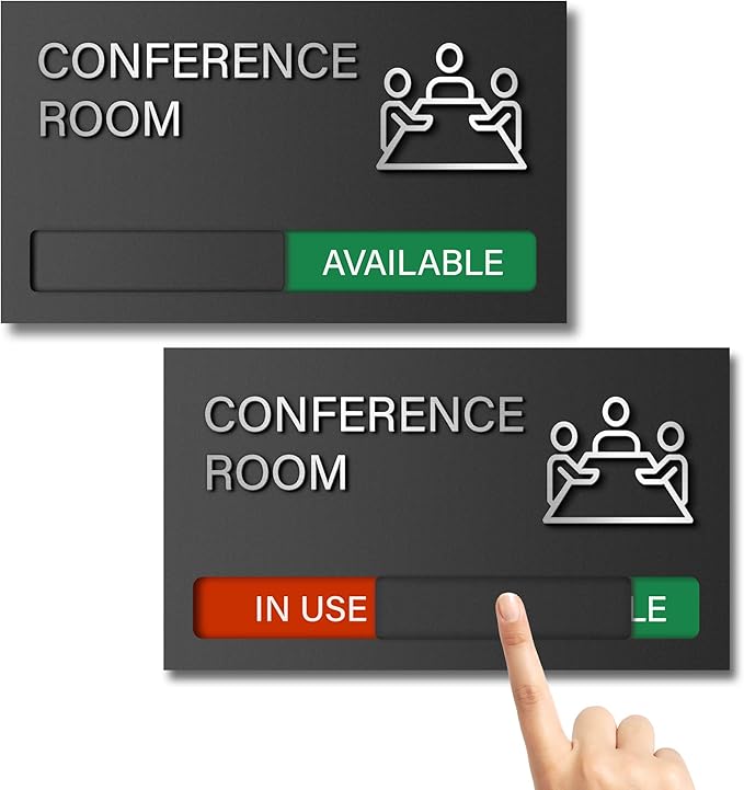 Conference Room Sign - In A Meeting Sign for Office Door, Do Not Disturb, In Use/Available Slider Indicator for Office Tell Whether Meeting Room is In Session