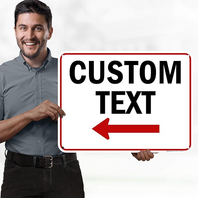 Custom Arrow,Custom Directional Sign, Left Arrow,18x24 Inches, 55 mil thick HDPE (high density polyethylene) Made in USA by My Sign Center