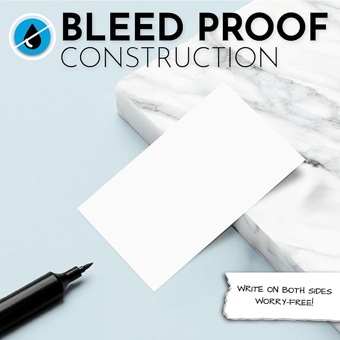 Home Advantage 3x5 Blank Index Cards - Our 50 Pack of Blank Note Cards Use Heavy Duty Cardstock to Make Them Bleed Proof
