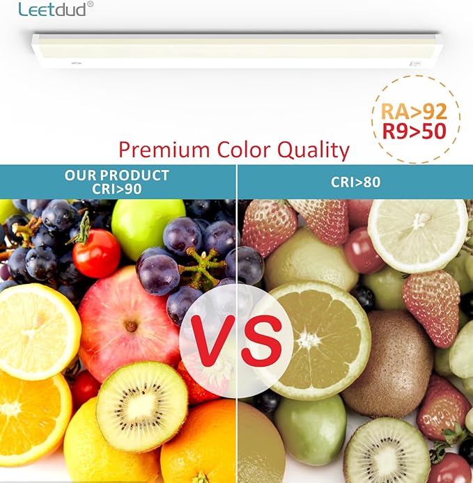 Leetdud LED Under Cabinet Lighting Hardwired or Plug in, 40 Inch 20W, Dimmable 5 Color 2700K/3000K/3500K/4000K/5000K, Linkable Eyes Care Design Counter Lights for Kitchen, Sink, ETL Listed, White