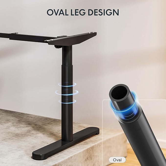 FLEXISPOT Bamboo Electric Standing Desk with Elegant Oval Legs, 55"x28" Height Adjustable Desk for Home Office & Living Spaces, Black Frame