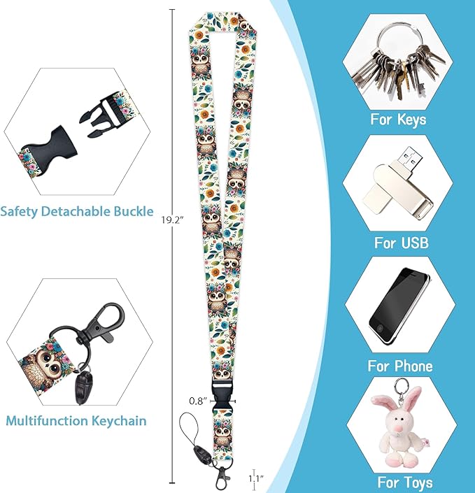 Teacher Lanyards for ID Badges, Owl Badge Holder Retractable Lanyard Name Tags Vertical Card Holder, Detachable Lanyard Badge Reel Retractable, Nurse Workers Women Office Gifts
