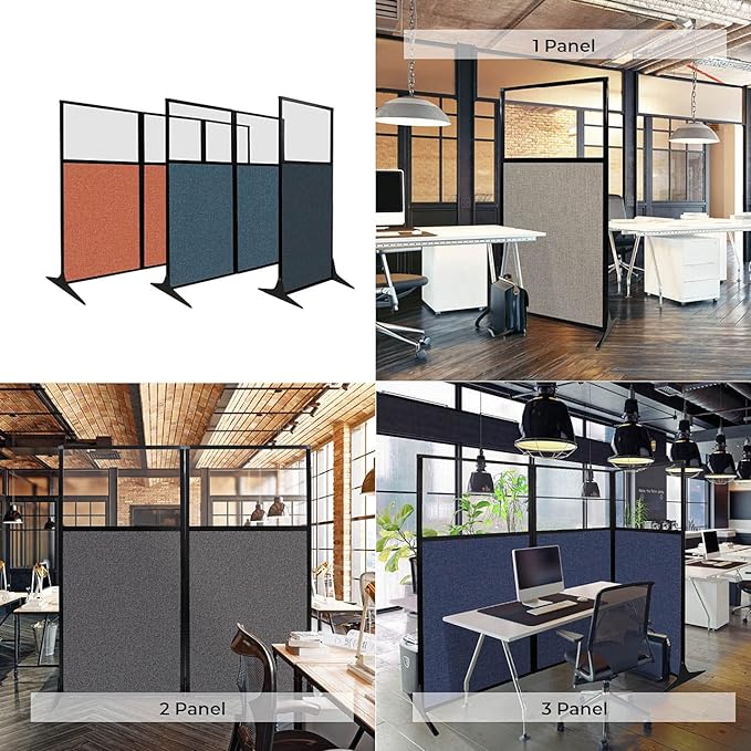 Versare Workstation Partition | Portable Wall Divider | Modern Office Cubicle | Free Standing Privacy Screen | Flexible Work Space | 66" x 70" Royal Blue Fabric Panels