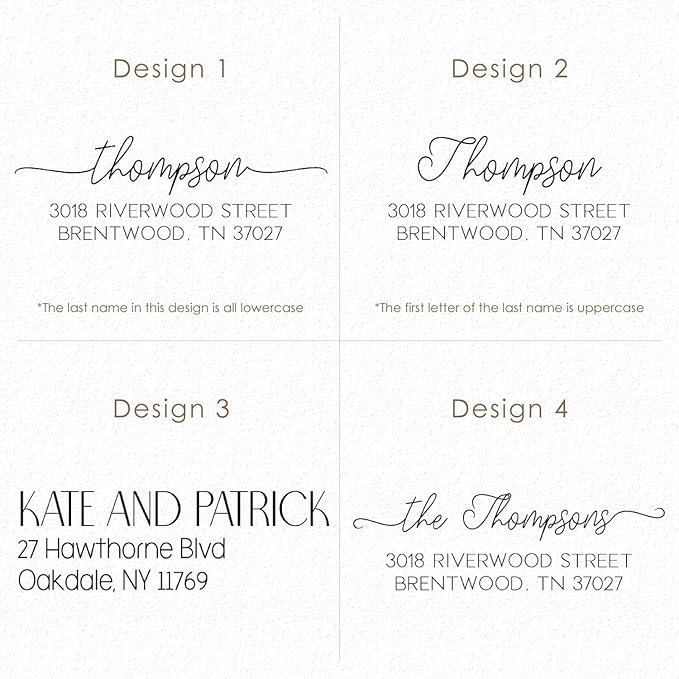 Address Stamp - Custom Stamps for Mailing I Create Personalized Name and Return Address I Up to 3 Lines of Text I Includes Ink Color Options I Self Inking and Wooden Rubber Stamp Options (Fancy Font)