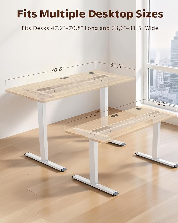 TOPSKY Dual Motor Electric Adjustable Standing for up to 70.8”x31.5” Table Tops, 225 lbs Weight Capacity, Computer Desk for Home and Office (White Frame only)