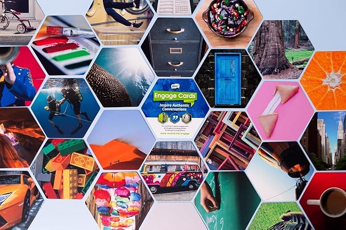 We! Engage Cards - Conversation Cards to Build Trust & Connection - 56 Inspiring Pieces with Quotes, Photos, & Activities - Ideal for Office Meetings, Ice Breakers, and Educational Team Building