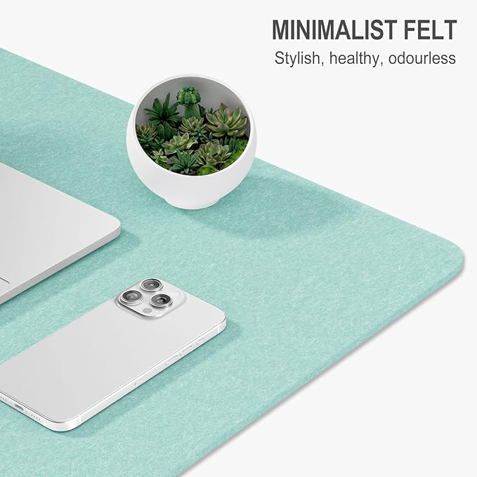 Auhoahsil Felt Desk Mat, Minimalist Large Mouse Pad XL 31.5 x 11.8 in, Desk Matt for Desktop, Keyboard, Laptop, Computer, Office, Work from Home, Gaming, Light Green