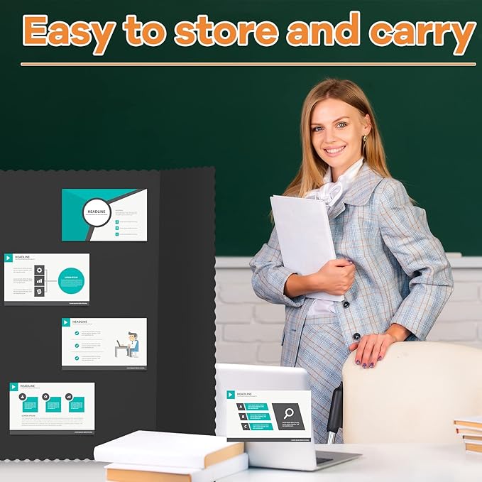 Henoyso 12 Pcs 36 x 48 Inch Black Trifold Poster Board Large Tri Fold Presentation White Display Board Foldable Paperboard for Science Fair School Business Project Exhibition