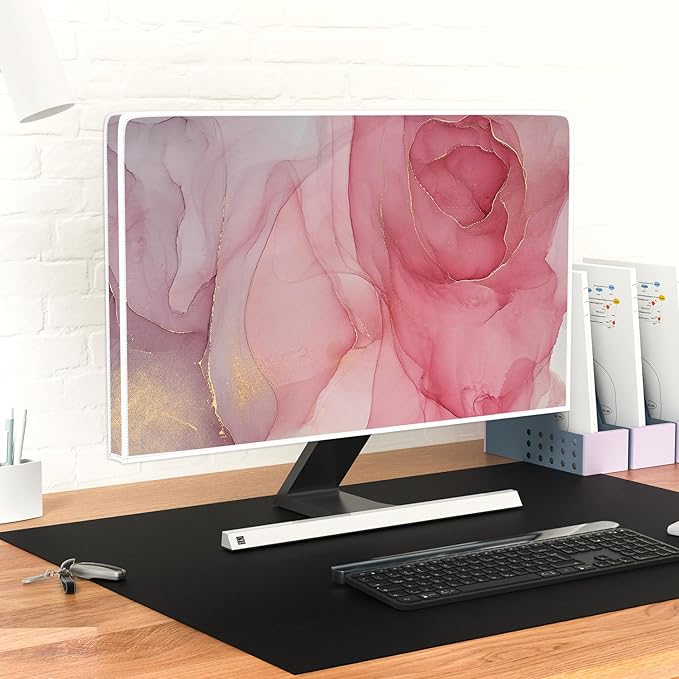 Baocicco Abstract Television Cover with Pink Marble Design 32 Inch Full Body Covers for TV Screen Panel Case Weatherproof Waterproof TV Screen Cover Sleeve Compatible with LED LCD OLED TVs Desktop