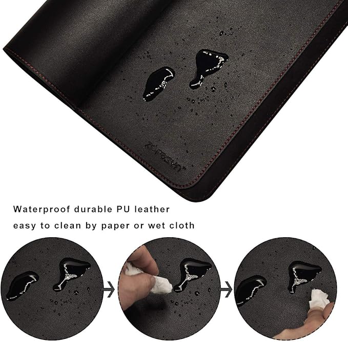 ZORESYN XXL Desk Mat - 43.3"x19.7" PU Leather Desk Pad for Office & Home, Waterproof and Durable Desk Protector for Keyboard and Mouse (Black)